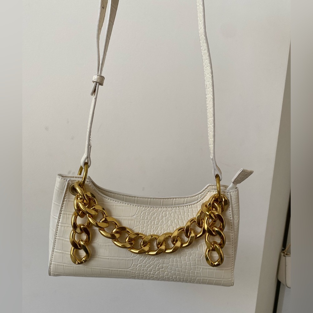 Cream Chain Satchel Bag